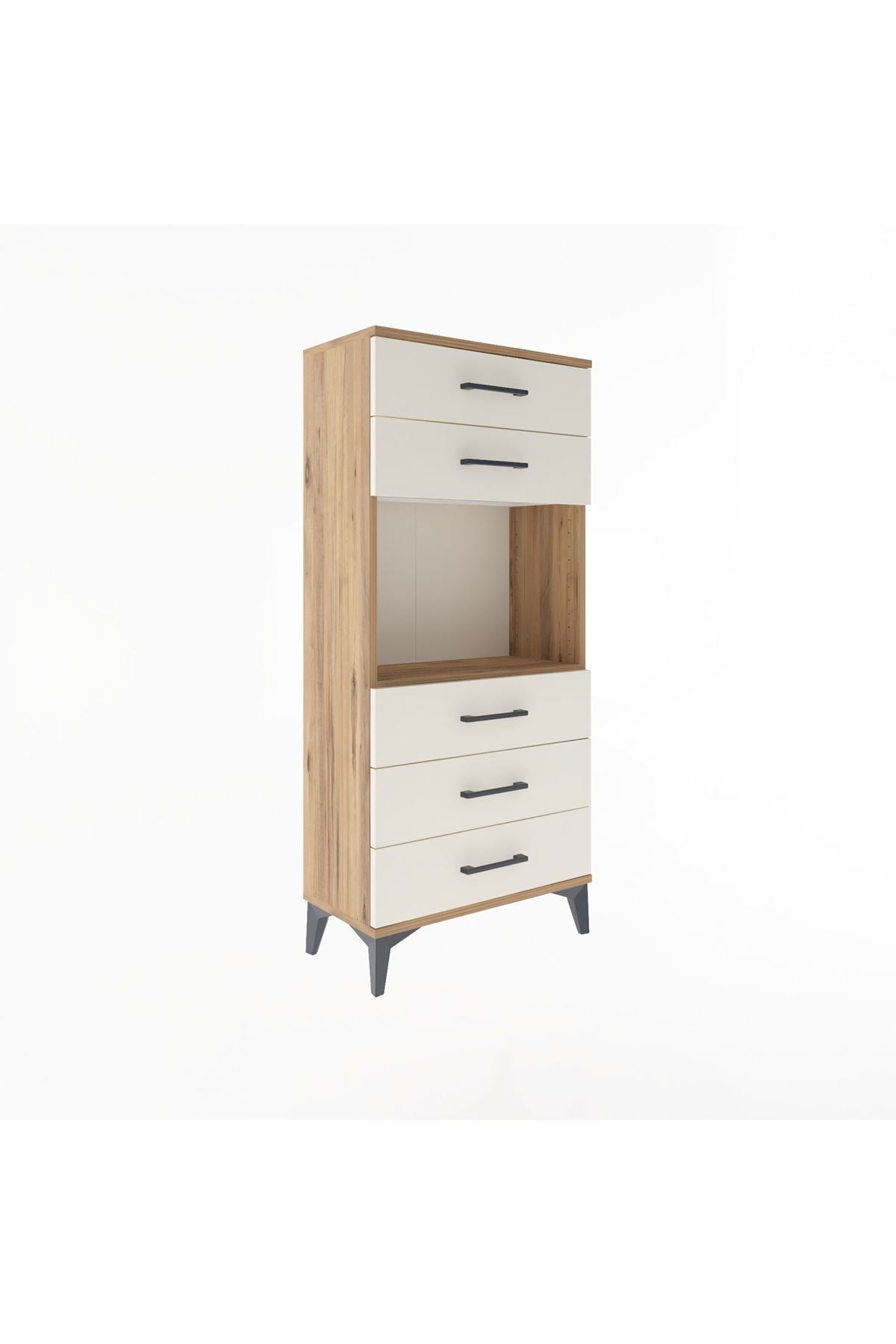 Arges Dolap Tek Raflı 5 Çekmeceli 60x30x134 Çam-Aytaşı