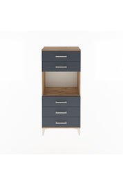 Arges Dolap Tek Raflı 5 Çekmeceli 60x30x134 Çam-Antrasit