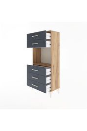 Arges Dolap Tek Raflı 5 Çekmeceli 60x30x134 Çam-Antrasit