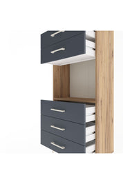 Arges Dolap Tek Raflı 5 Çekmeceli 60x30x134 Çam-Antrasit