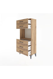 Arges Dolap Tek Raflı 5 Çekmeceli 60x30x134 Çam-Çam