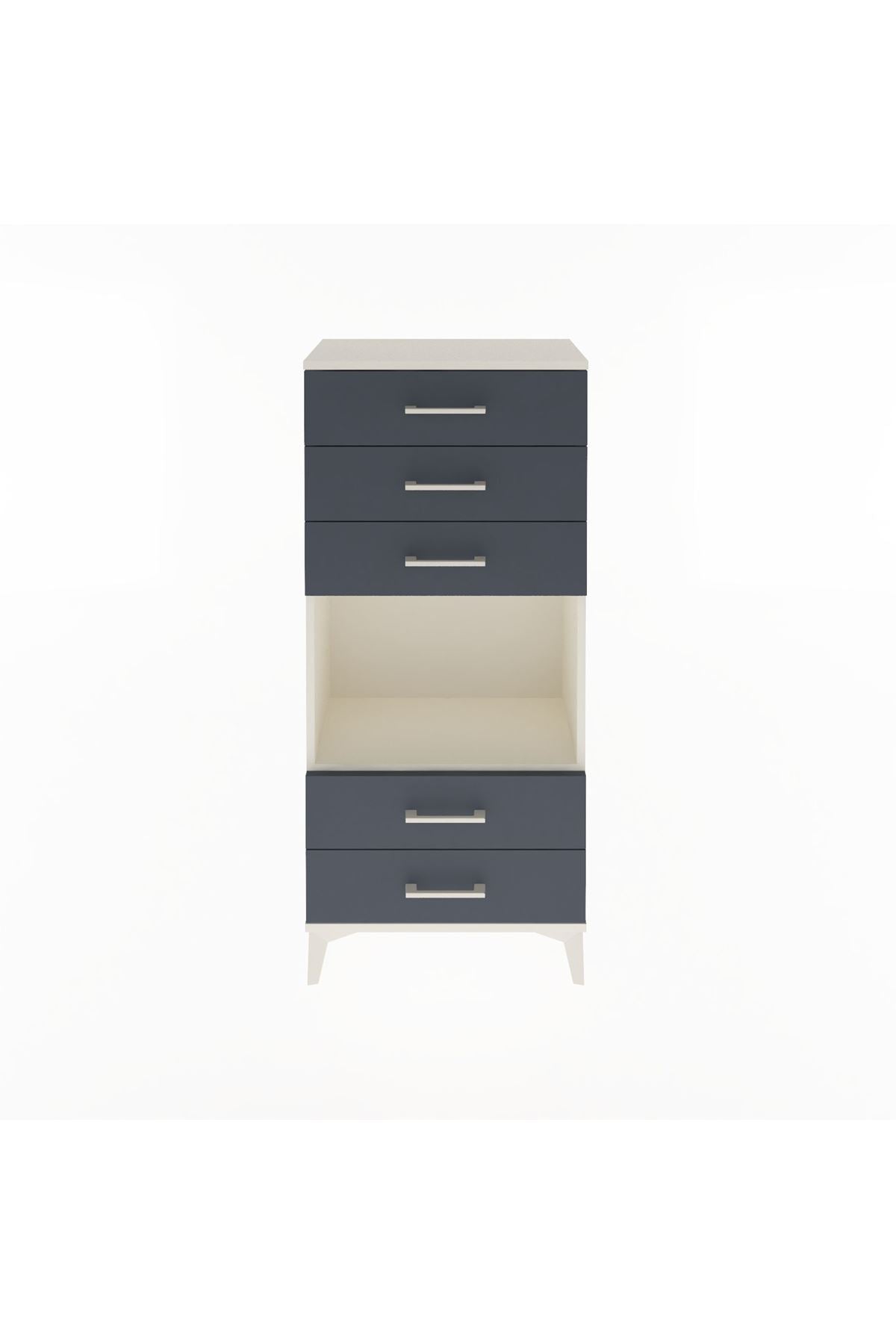 Arges Dolap Tek Raflı 5 Çekmeceli 60x30x134 Aytaşı-Antrasit