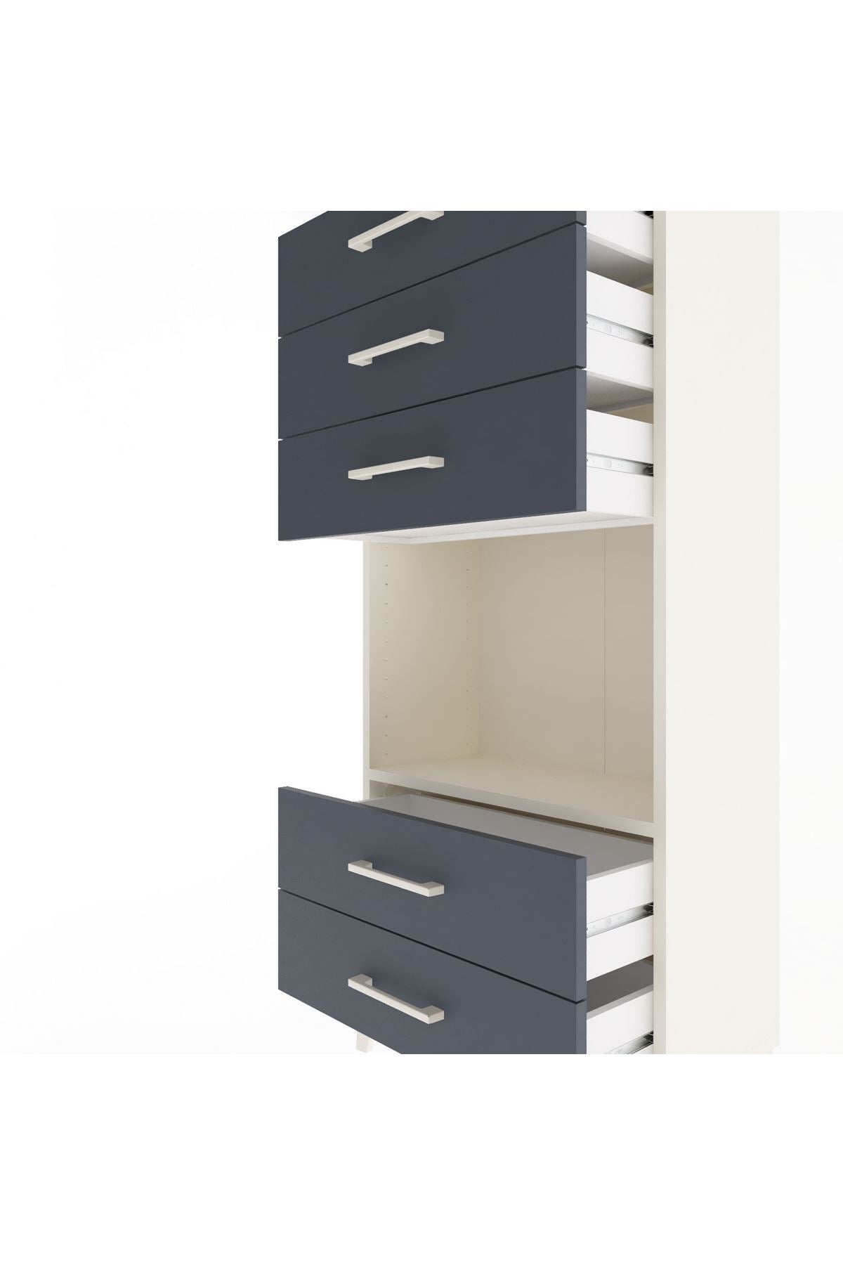 Arges Dolap Tek Raflı 5 Çekmeceli 60x30x134 Aytaşı-Antrasit