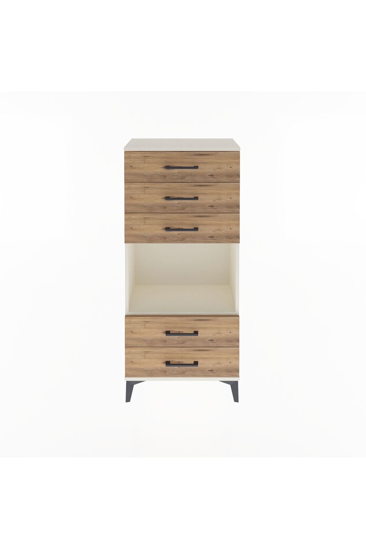 Arges Dolap Tek Raflı 5 Çekmeceli 60x30x134 Aytaşı-Çam