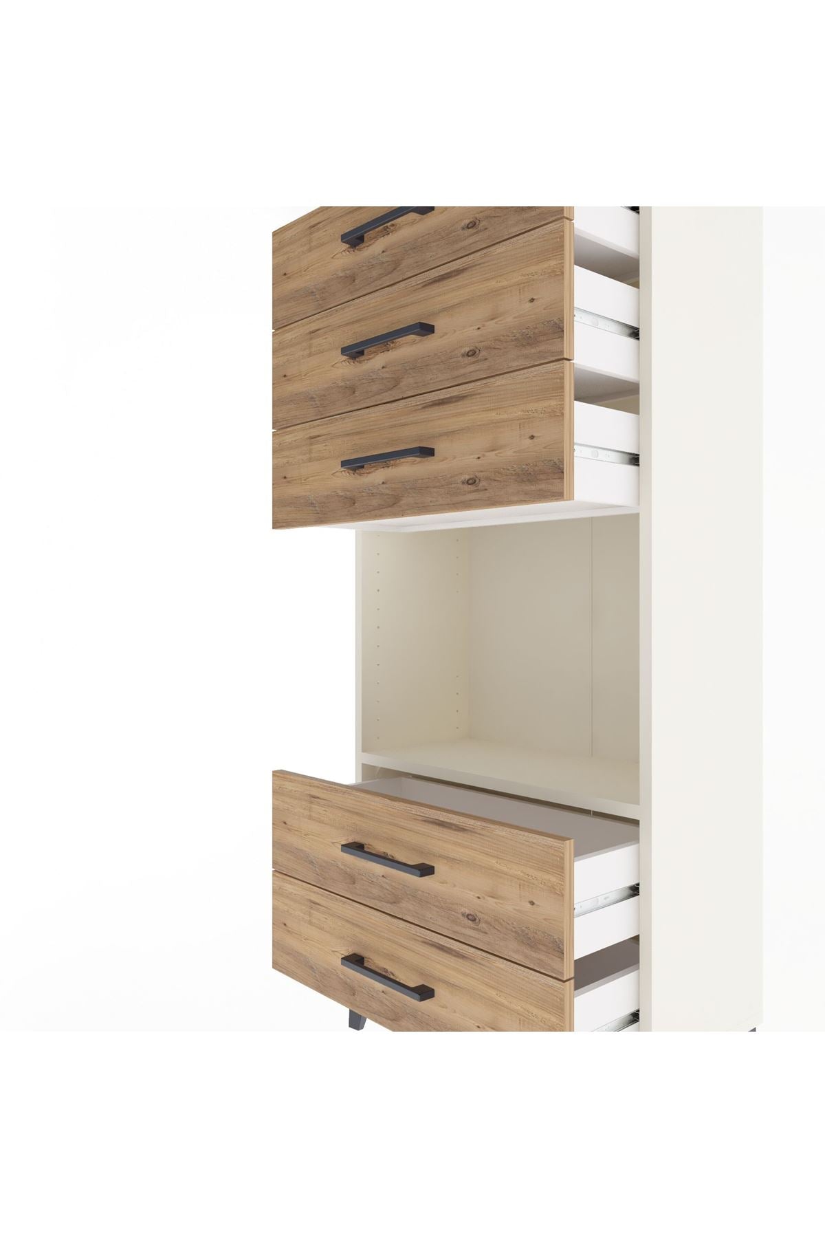 Arges Dolap Tek Raflı 5 Çekmeceli 60x30x134 Aytaşı-Çam