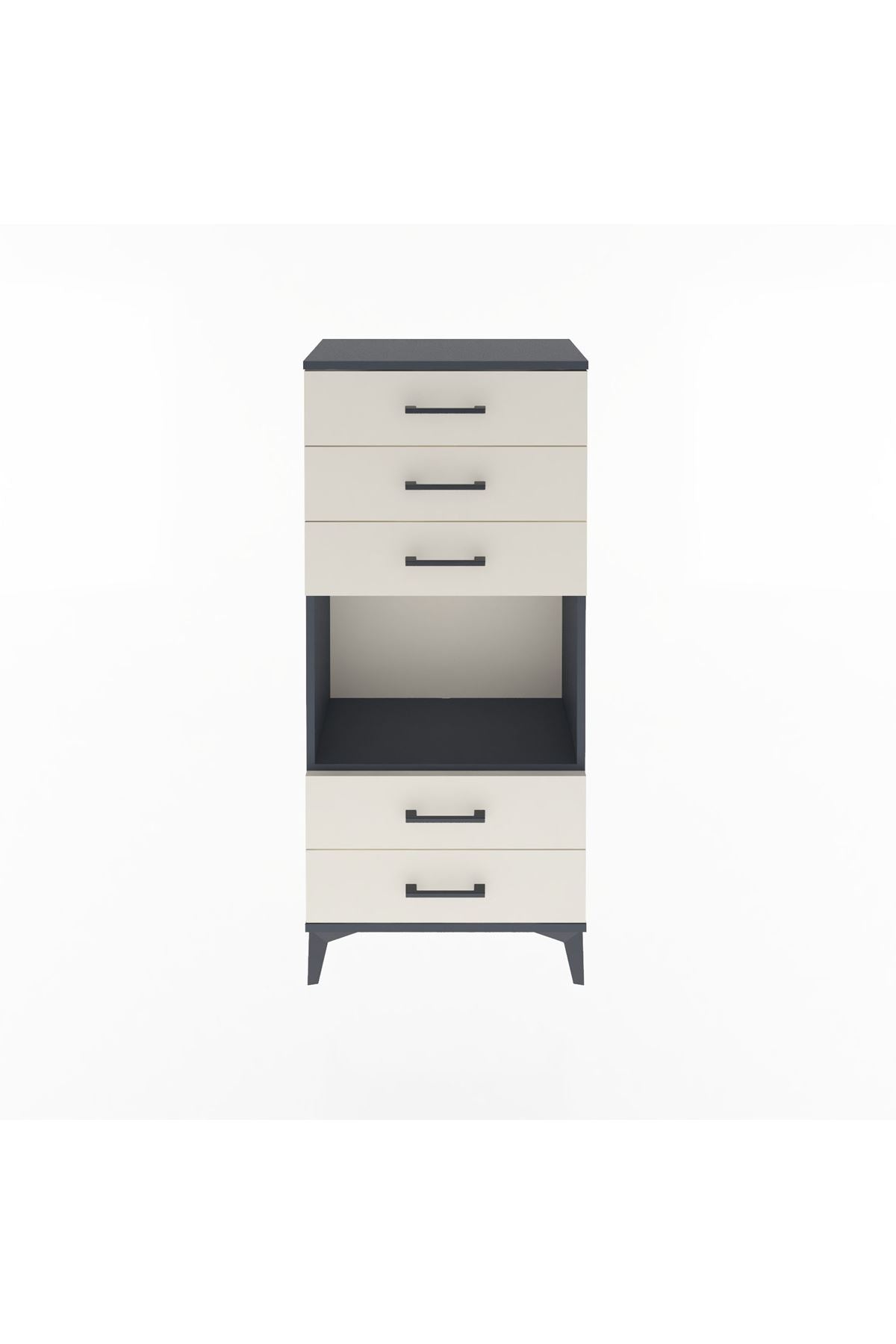 Arges Dolap Tek Raflı 5 Çekmeceli 60x30x134 Antrasit-Aytaşı