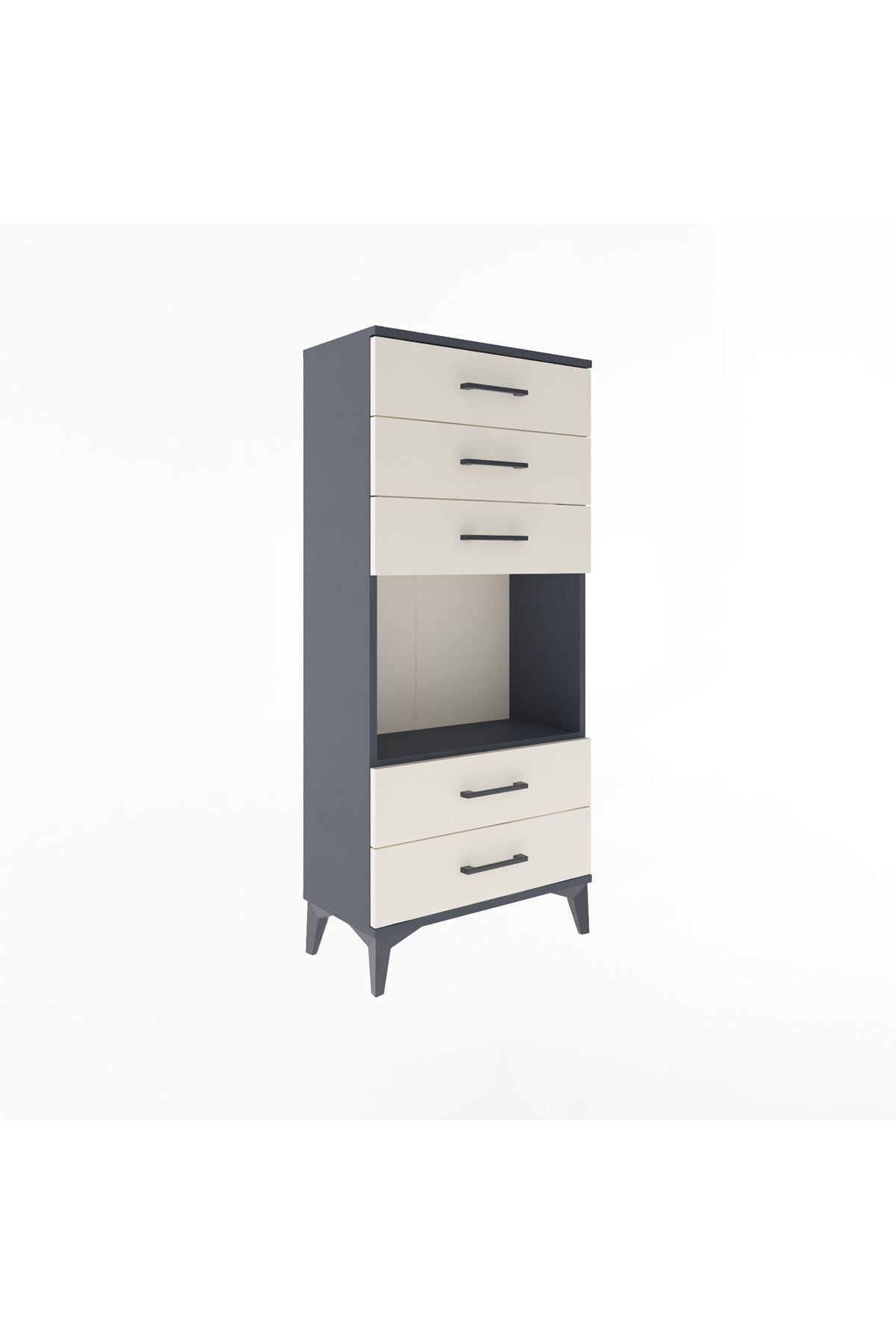 Arges Dolap Tek Raflı 5 Çekmeceli 60x30x134 Antrasit-Aytaşı