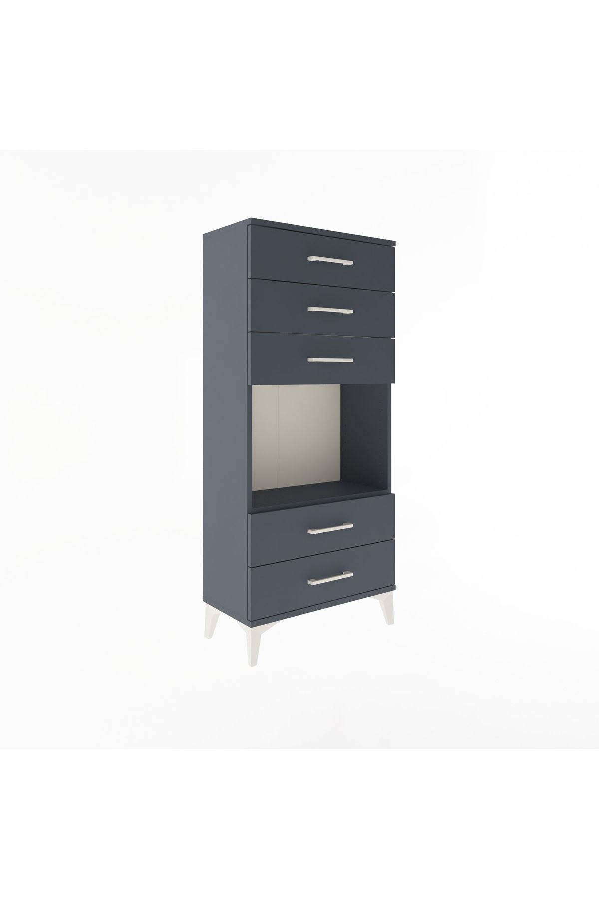 Arges Dolap Tek Raflı 5 Çekmeceli 60x30x134 Antrasit-Antrasit