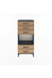 Arges Dolap Tek Raflı 5 Çekmeceli 60x30x134 Antrasit-Çam