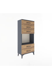 Arges Dolap Tek Raflı 5 Çekmeceli 60x30x134 Antrasit-Çam