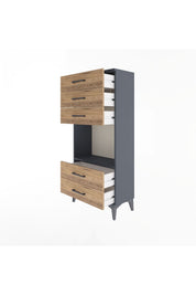 Arges Dolap Tek Raflı 5 Çekmeceli 60x30x134 Antrasit-Çam