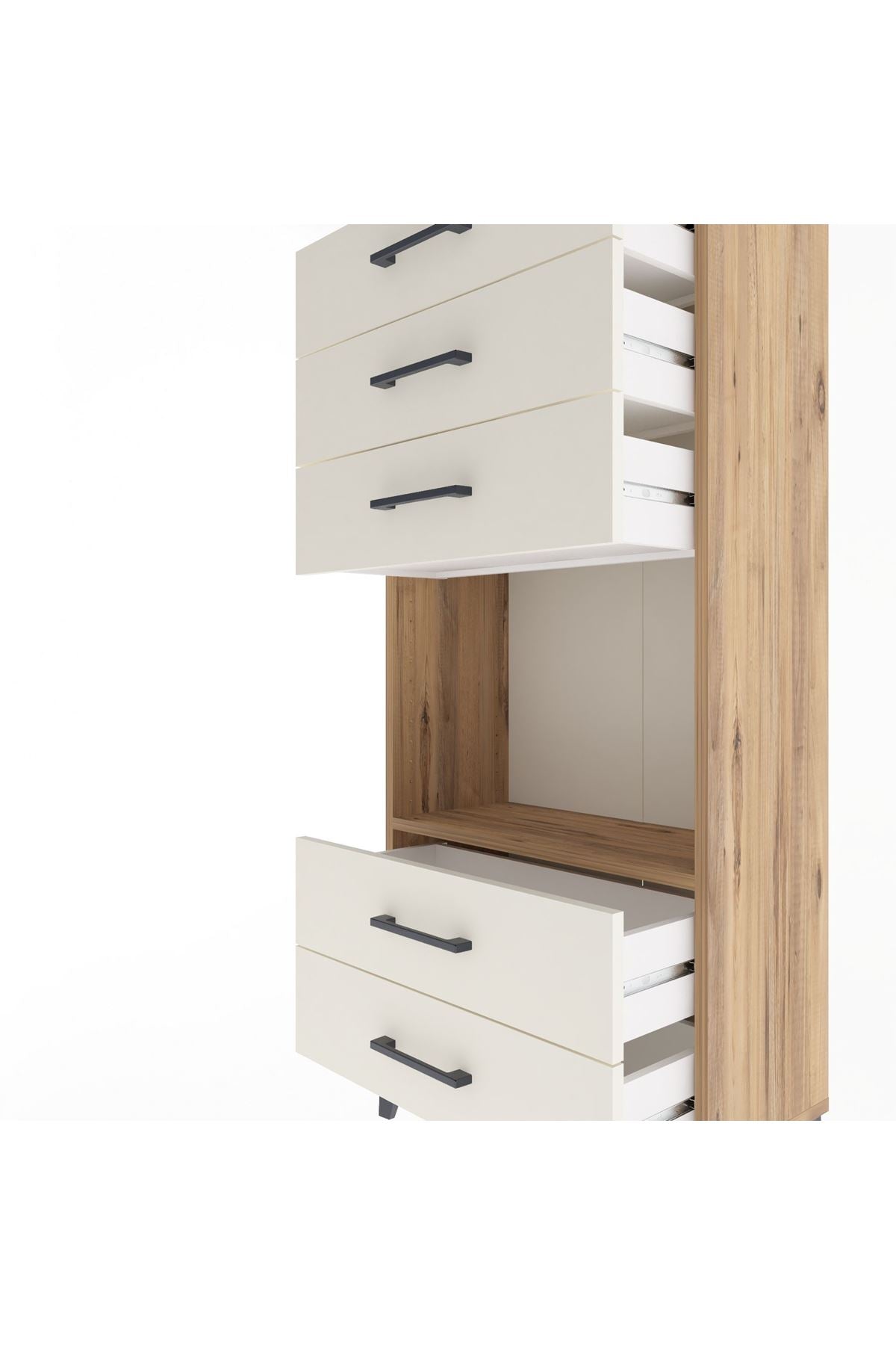 Arges Dolap Tek Raflı 5 Çekmeceli 60x30x134 Çam-Aytaşı