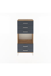 Arges Dolap Tek Raflı 5 Çekmeceli 60x30x134 Çam-Antrasit