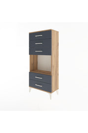 Arges Dolap Tek Raflı 5 Çekmeceli 60x30x134 Çam-Antrasit