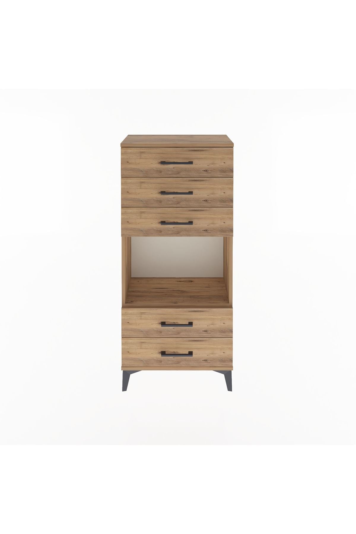 Arges Dolap Tek Raflı 5 Çekmeceli 60x30x134 Çam-Çam