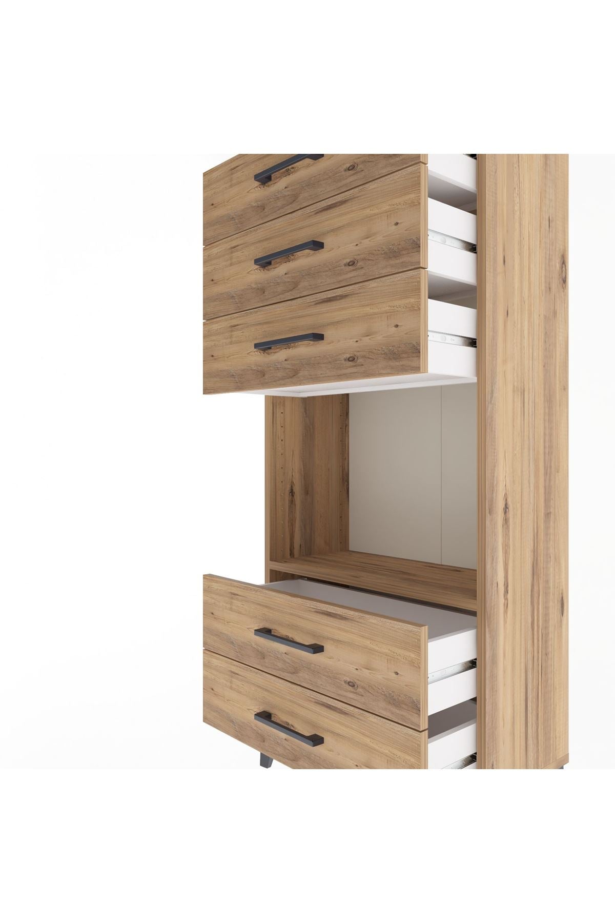 Arges Dolap Tek Raflı 5 Çekmeceli 60x30x134 Çam-Çam