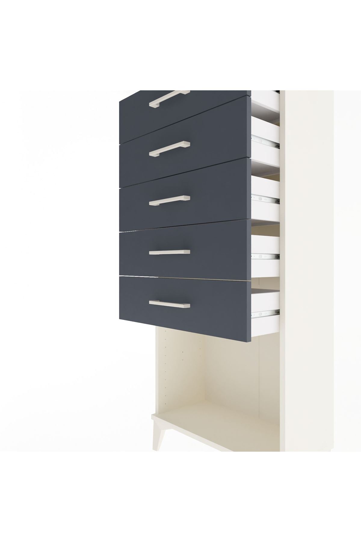 Arges Dolap 5 Çekmeceli 60x30x134 Aytaşı-Antrasit