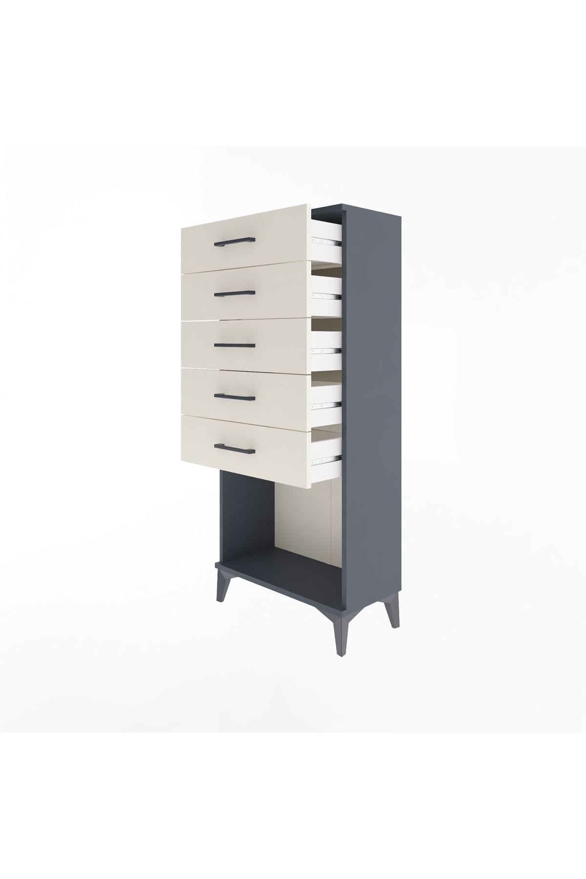 Arges Dolap 5 Çekmeceli 60x30x134 Antrasit-Aytaşı