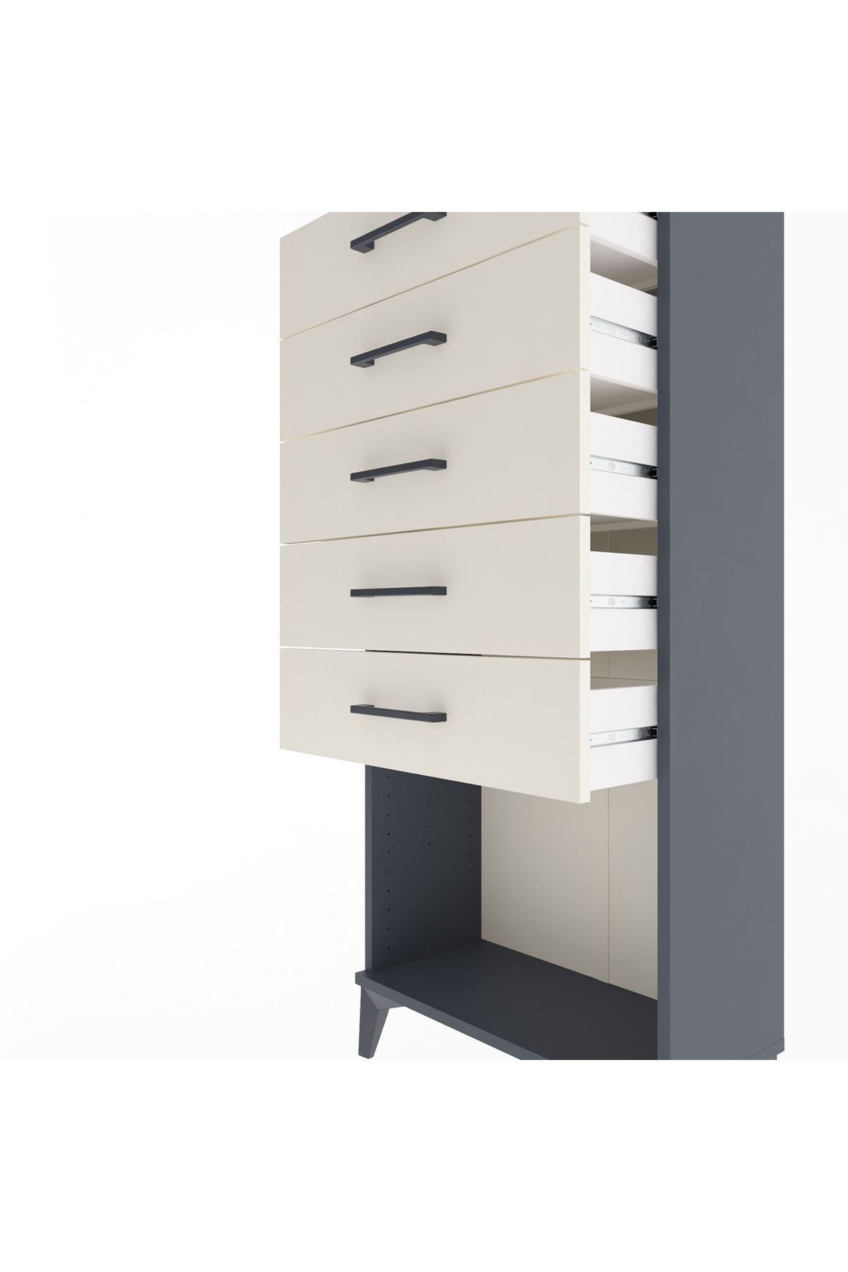 Arges Dolap 5 Çekmeceli 60x30x134 Antrasit-Aytaşı