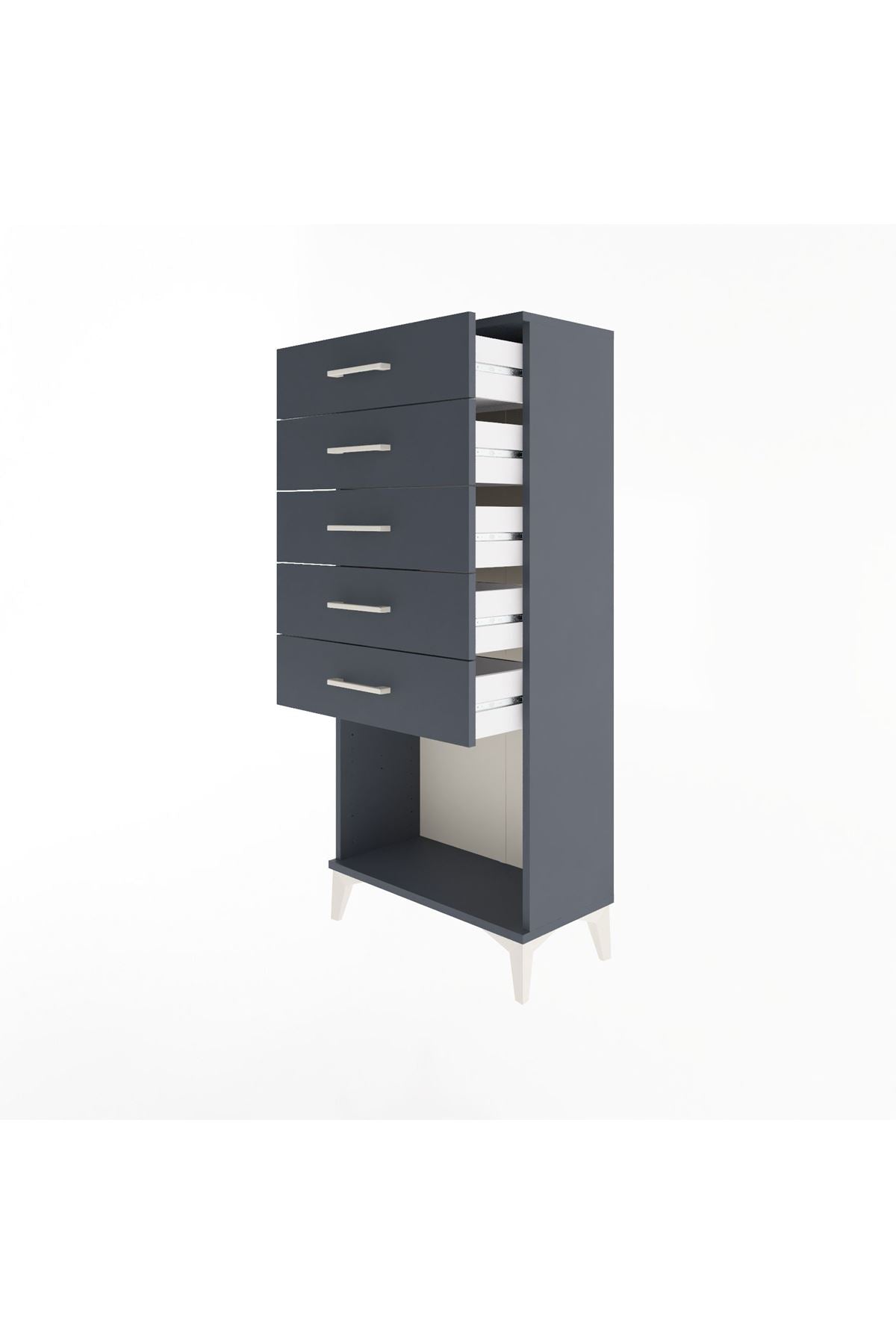 Arges Dolap 5 Çekmeceli 60x30x134 Antrasit-Antrasit