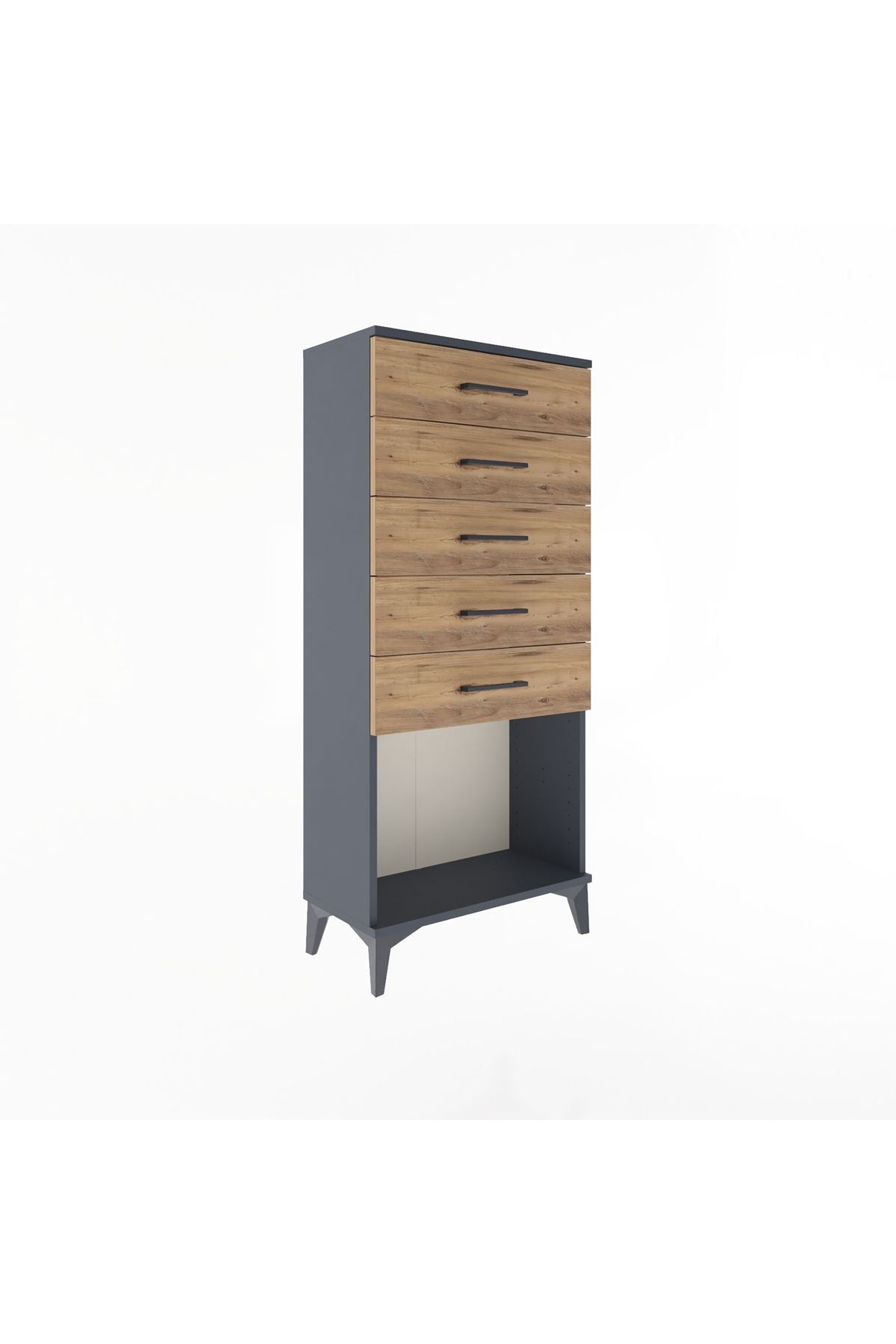 Arges Dolap 5 Çekmeceli 60x30x134 Antrasit-Çam