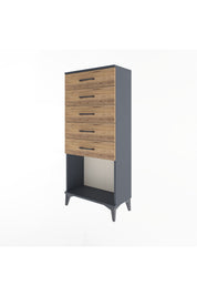 Arges Dolap 5 Çekmeceli 60x30x134 Antrasit-Çam