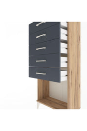 Arges Dolap 5 Çekmeceli 60x30x134 Çam-Antrasit
