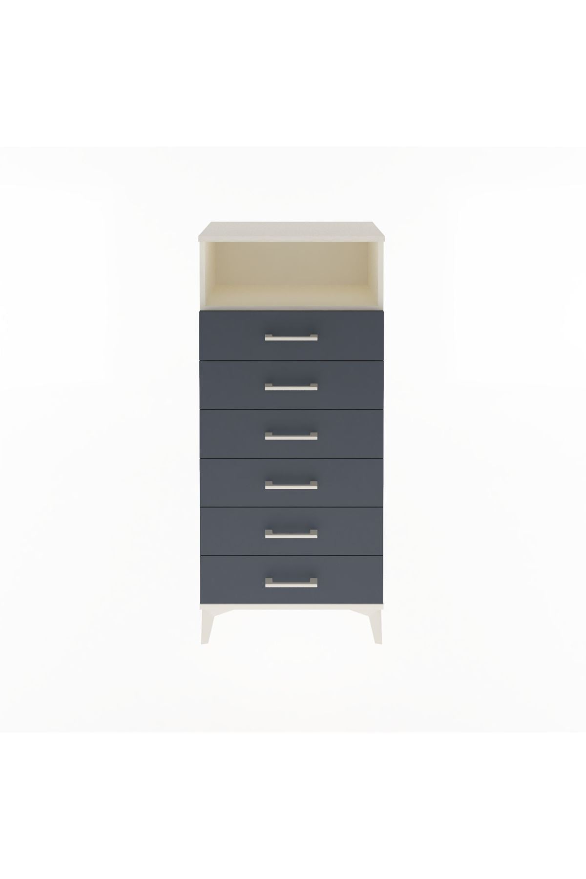 Arges Dolap Tek Raflı 6 Çekmeceli 60x30x134 Aytaşı-Antrasit