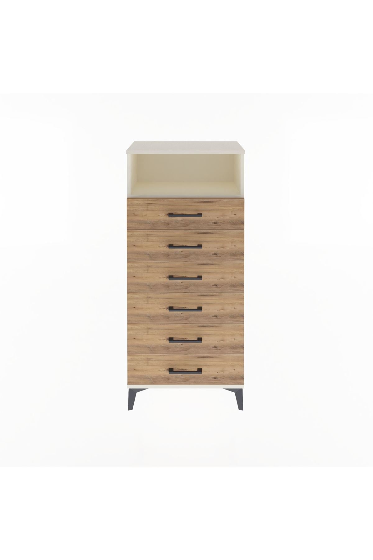 Arges Dolap Tek Raflı 6 Çekmeceli 60x30x134 Aytaşı-Çam