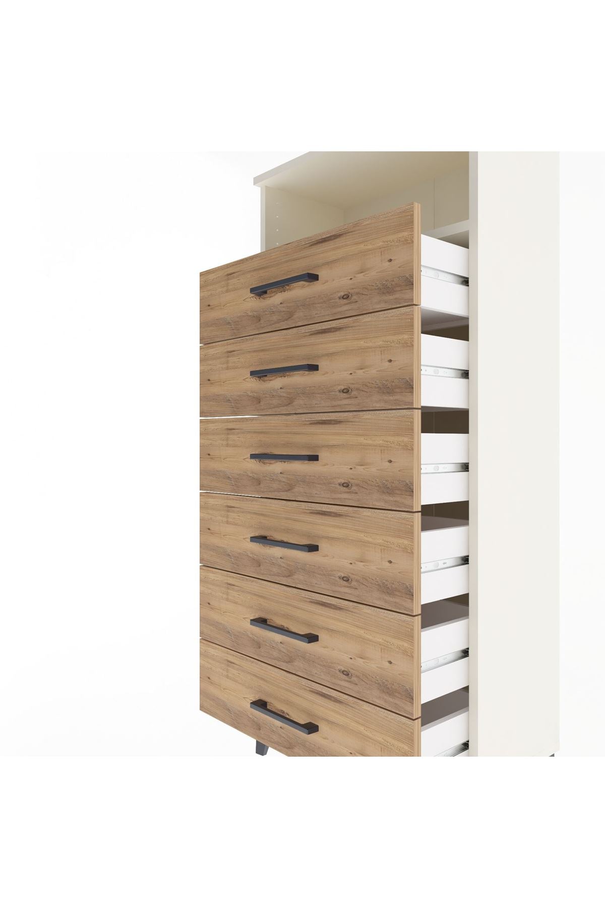 Arges Dolap Tek Raflı 6 Çekmeceli 60x30x134 Aytaşı-Çam