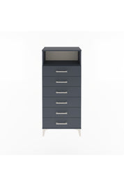 Arges Dolap Tek Raflı 6 Çekmeceli 60x30x134 Antrasit-Antrasit