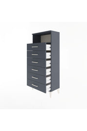 Arges Dolap Tek Raflı 6 Çekmeceli 60x30x134 Antrasit-Antrasit