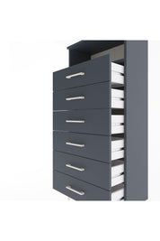 Arges Dolap Tek Raflı 6 Çekmeceli 60x30x134 Antrasit-Antrasit