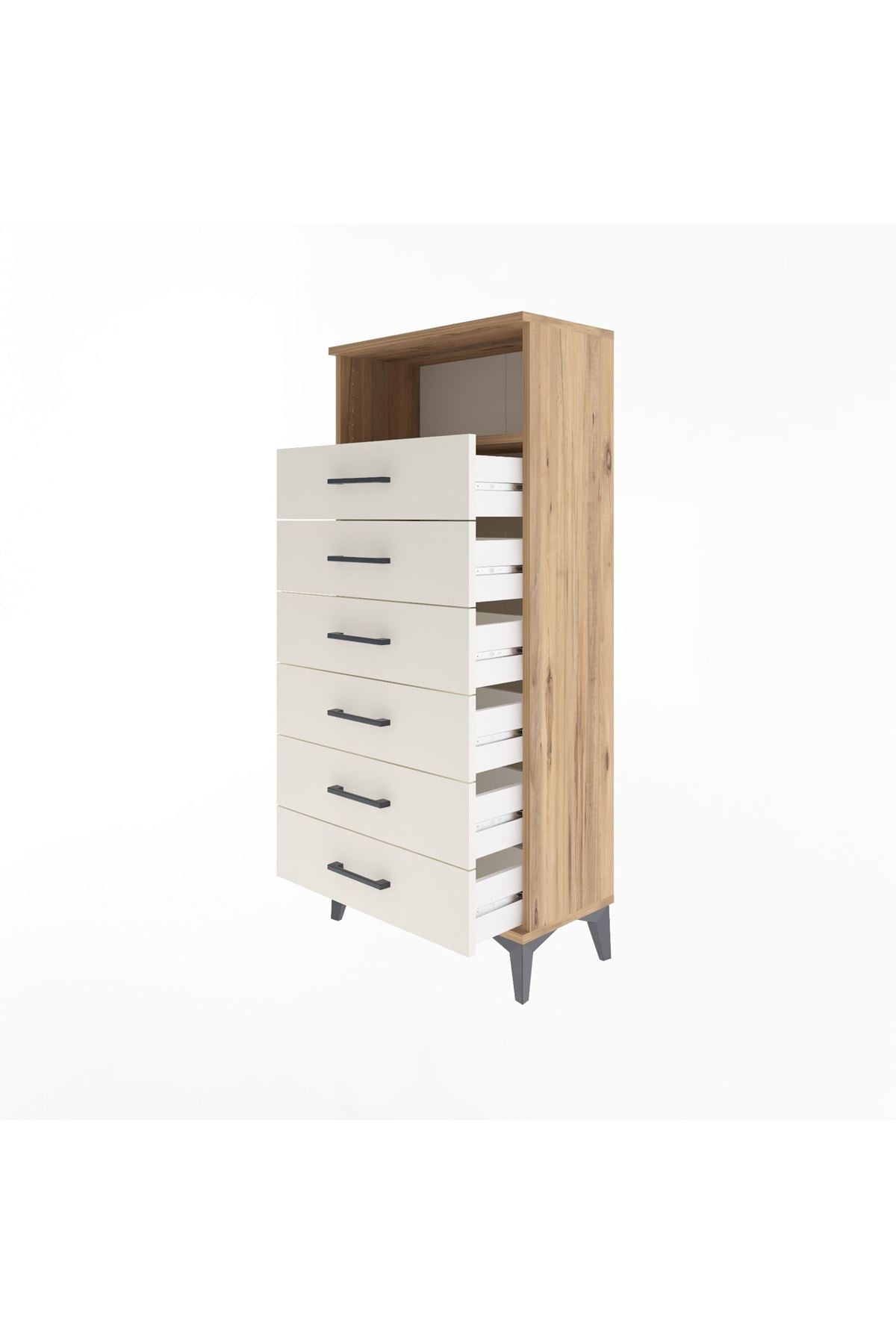 Arges Dolap Tek Raflı 6 Çekmeceli 60x30x134 Çam-Aytaşı