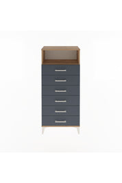 Arges Dolap Tek Raflı 6 Çekmeceli 60x30x134 Çam-Antrasit