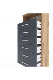 Arges Dolap Tek Raflı 6 Çekmeceli 60x30x134 Çam-Antrasit