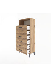 Arges Dolap Tek Raflı 6 Çekmeceli 60x30x134 Çam-Çam