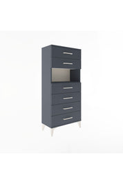 Arges Dolap Tek Raflı 6 Çekmeceli 60x30x134 Antrasit-Antrasit