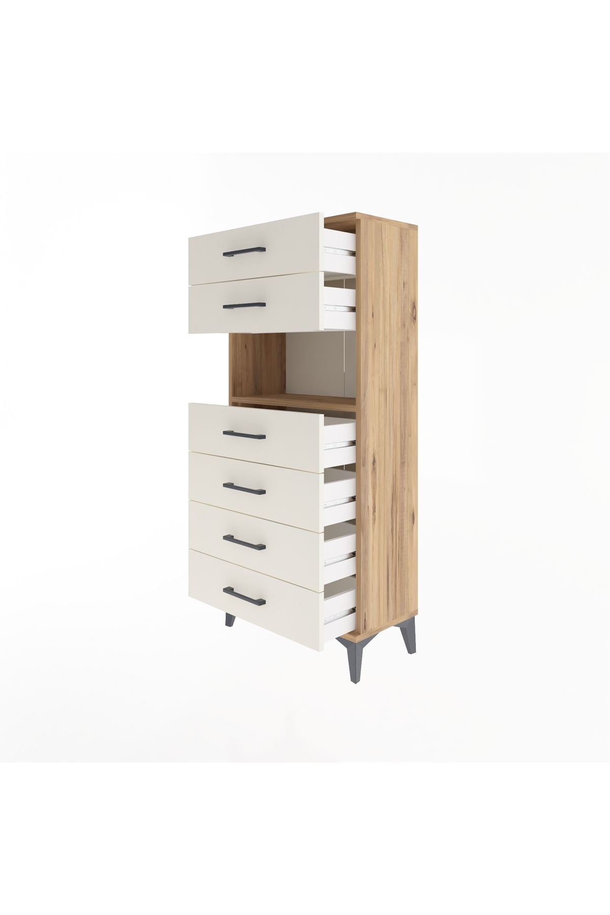 Arges Dolap Tek Raflı 6 Çekmeceli 60x30x134 Çam-Aytaşı