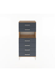 Arges Dolap Tek Raflı 6 Çekmeceli 60x30x134 Çam-Antrasit