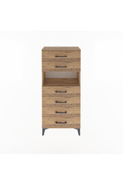 Arges Dolap Tek Raflı 6 Çekmeceli 60x30x134 Çam-Çam