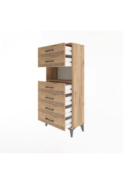 Arges Dolap Tek Raflı 6 Çekmeceli 60x30x134 Çam-Çam