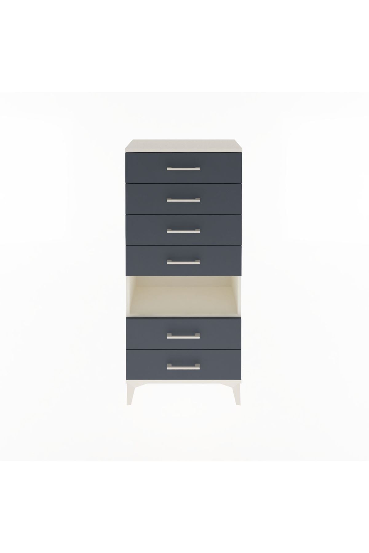 Arges Dolap Tek Raflı 6 Çekmeceli 60x30x134 Aytaşı-Antrasit