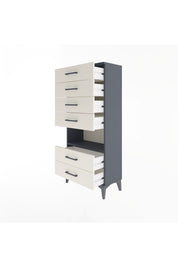 Arges Dolap Tek Raflı 6 Çekmeceli 60x30x134 Antrasit-Aytaşı