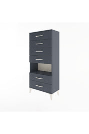 Arges Dolap Tek Raflı 6 Çekmeceli 60x30x134 Antrasit-Antrasit