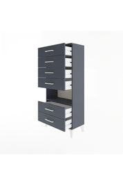 Arges Dolap Tek Raflı 6 Çekmeceli 60x30x134 Antrasit-Antrasit