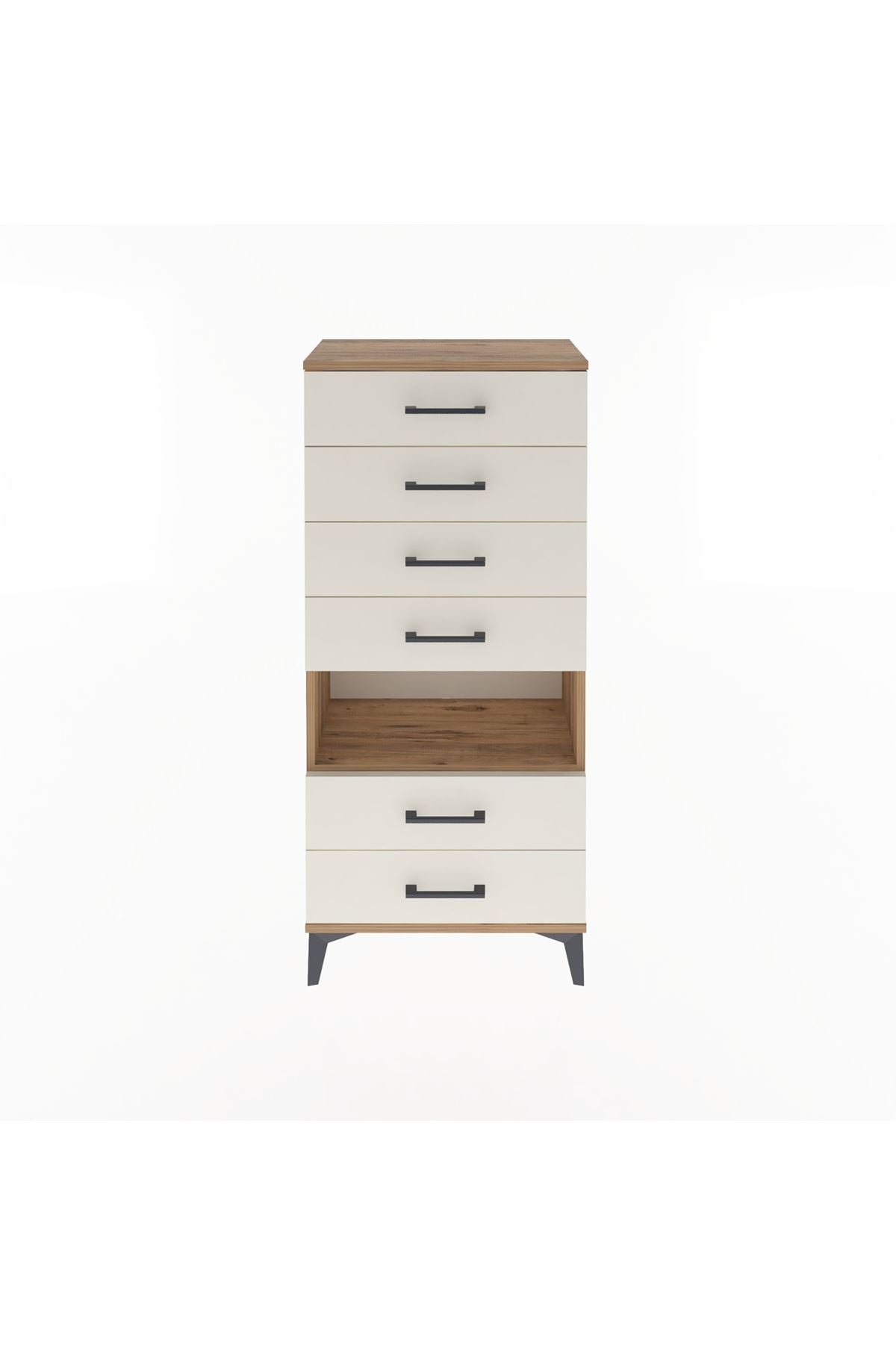 Arges Dolap Tek Raflı 6 Çekmeceli 60x30x134 Çam-Aytaşı