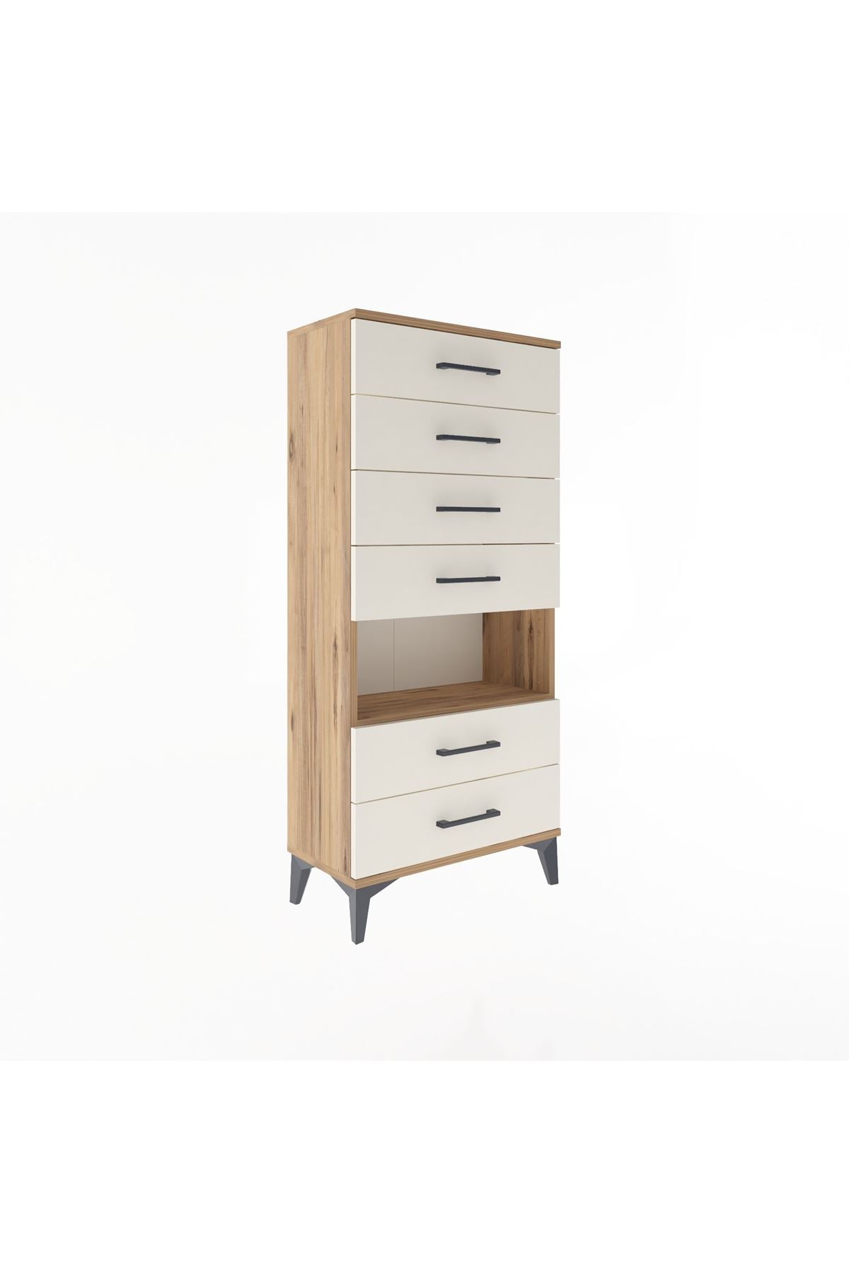 Arges Dolap Tek Raflı 6 Çekmeceli 60x30x134 Çam-Aytaşı