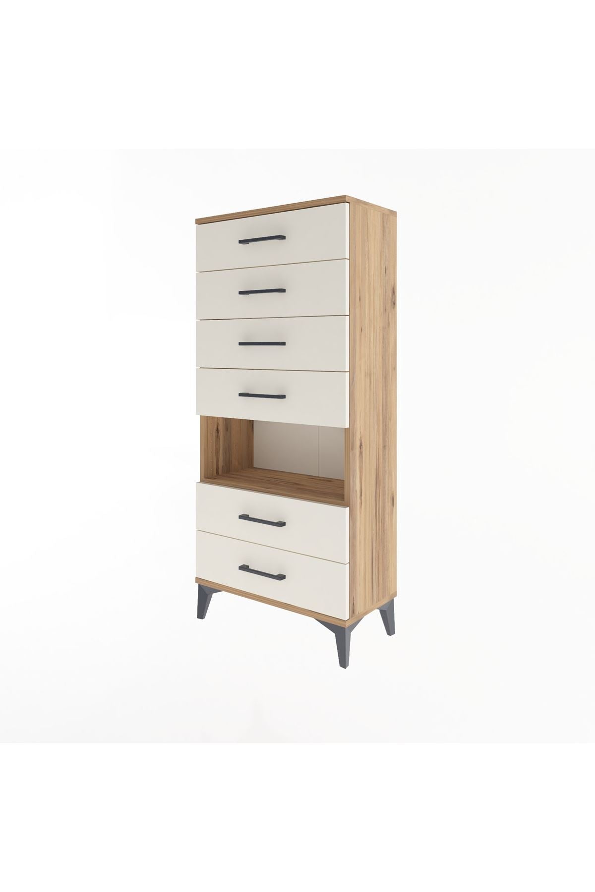 Arges Dolap Tek Raflı 6 Çekmeceli 60x30x134 Çam-Aytaşı