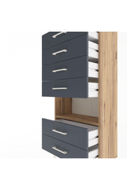 Arges Dolap Tek Raflı 6 Çekmeceli 60x30x134 Çam-Antrasit